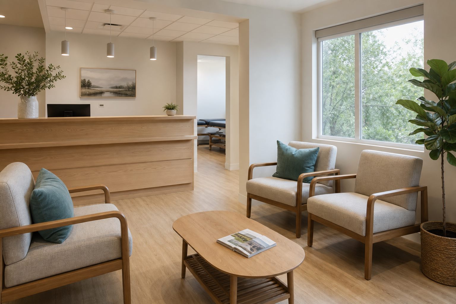 Reception and waiting area of Core Physical Therapy in Bonaire, Georgia